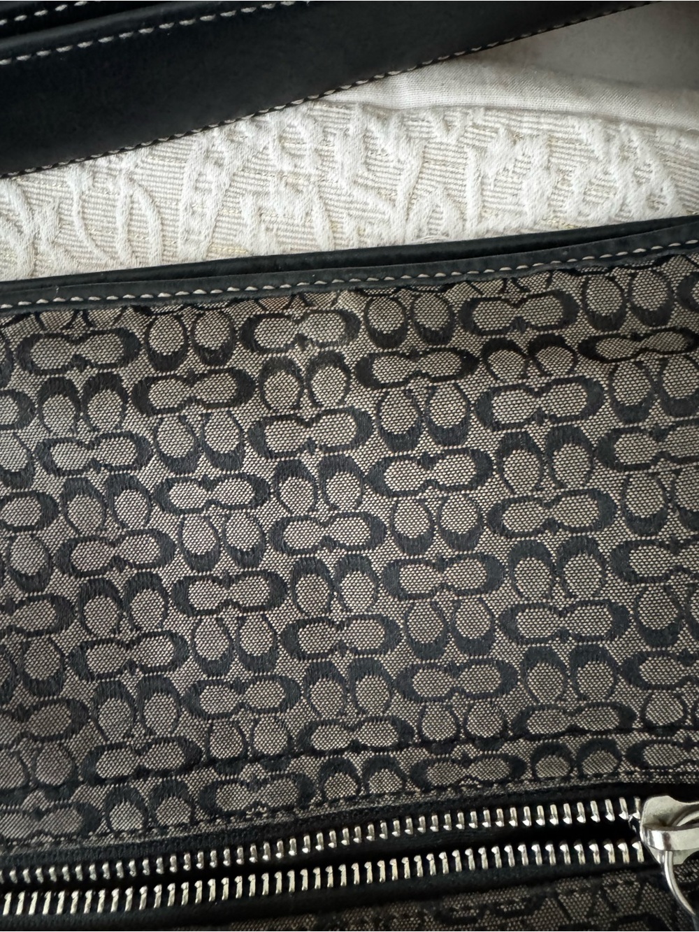 Coach Signature Monogram Black and Grey Shoulder Bag - Picture 4 of 7
